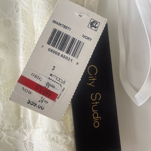 City Studio Ivory Lace Fit and Flare High Low Mini Dress - Picture 3 of 4